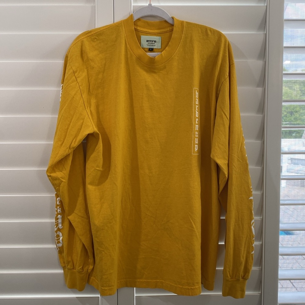 HTFU MENS MUSTARD YELLOW LONG SLEEVE TEE SIZE LARGE